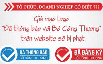giả mạo logo đã đăng ký website với bộ công thương