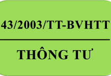 Thông tư 43/2003/TT-BVHTT