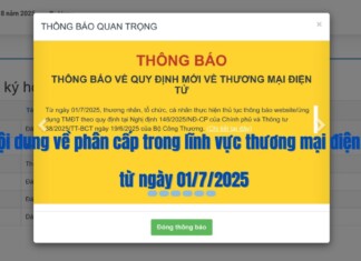 Nội dung về phân cấp trong lĩnh vực thương mại điện tử từ ngày 01/7/2025
