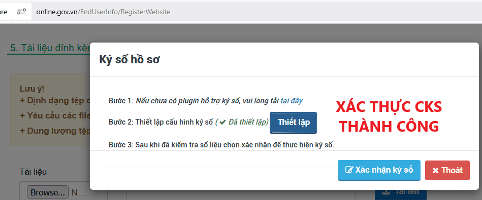xác thực chữ ký số thành công